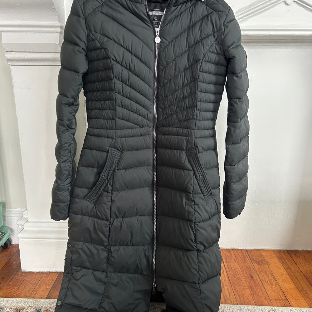 Women's Black-Green Slim Coat